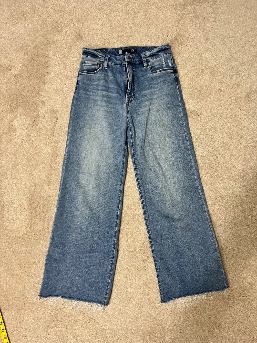 KUT from the Kloth Meg Fab Ab Wide Leg Size 2L High Rise Raw Hem Like new